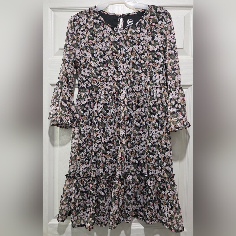 Brand New Never Worn. Wonder Nation Brown Pink And Green Flowered Girls Dress.